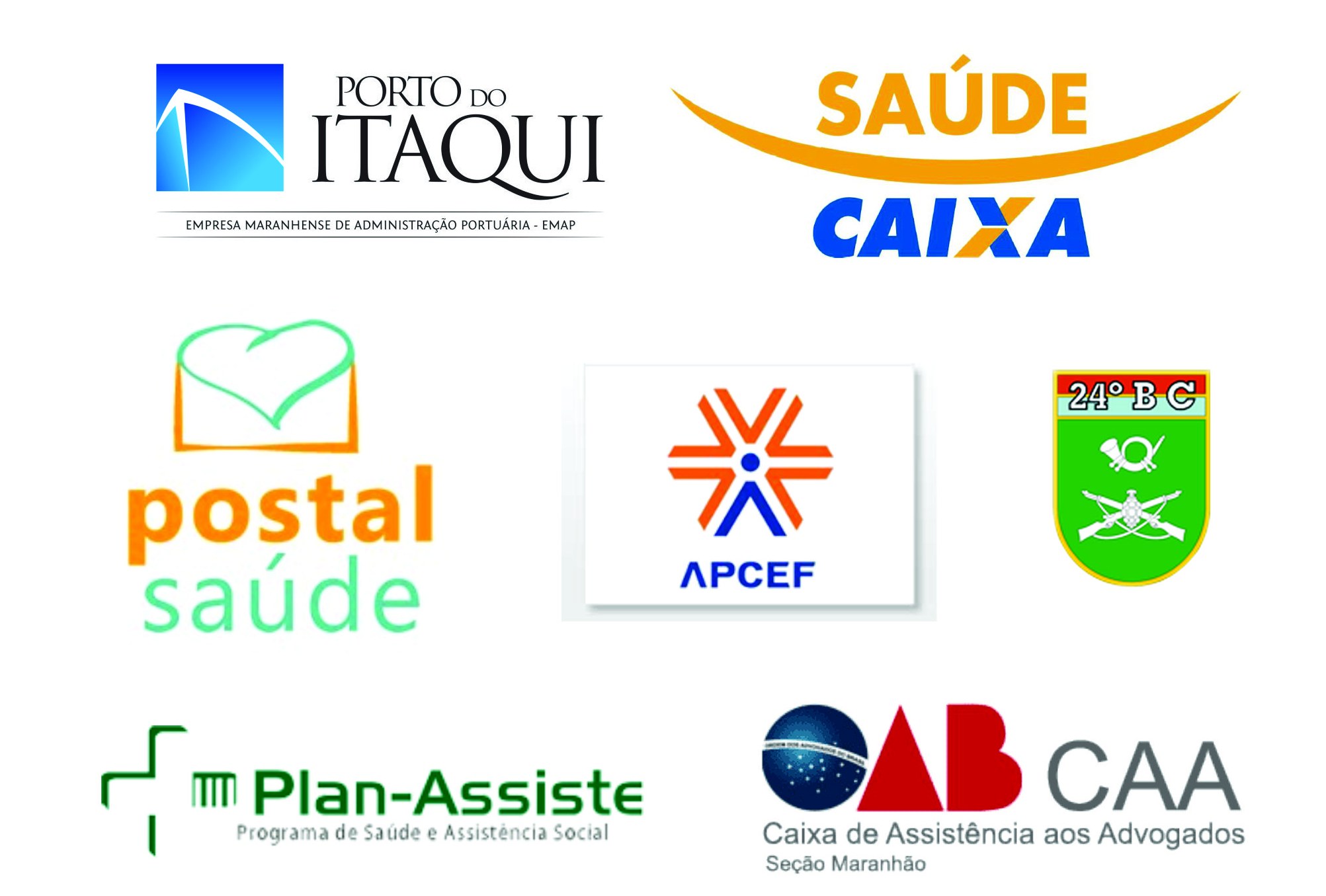 Convênios aceitos: Porto do Itaqui, Saúde Caixa, Postal Saúde, APCEF, 24º BC, Plan-Assiste e OAB CAA